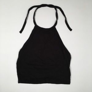 Black Halter Neck Crop Top